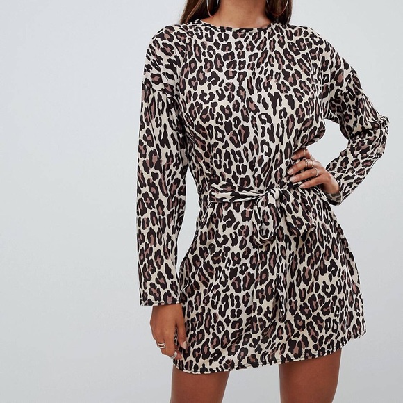 prettylittlething leopard dress